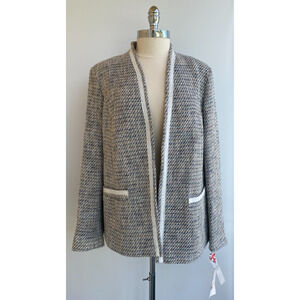 Fabulous NWT Helene Berman London Gray Blue Tweed Jacket sz XL
